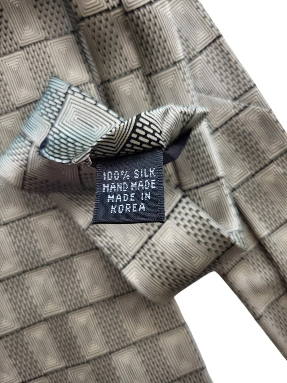 Vintage D'Amante Champagne Beige & Black Silk Tie